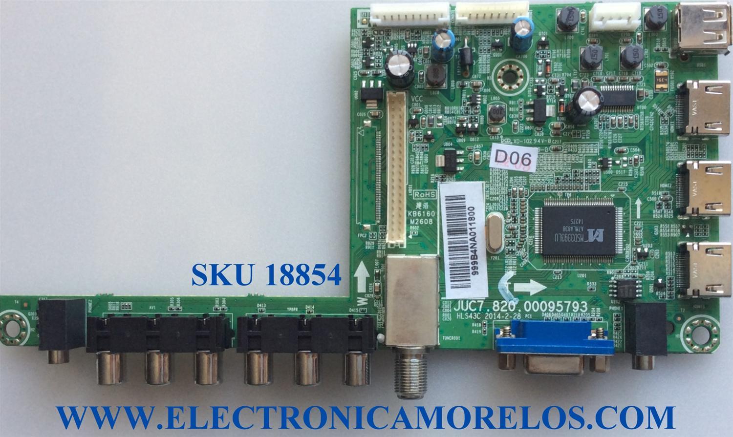 MAIN / HITACHI 999B4N / JUC7.820.00095793 / HLS43C / 999B4NA / E193079-B / MODELO LE50H508